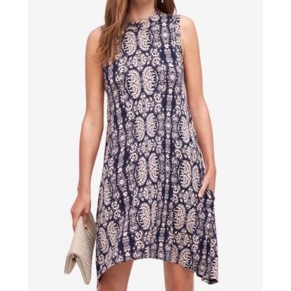 Anthropologie Maeve Lilt Swing Dress Woman’s Size Small Navy Blue Pockets - Picture 1 of 7